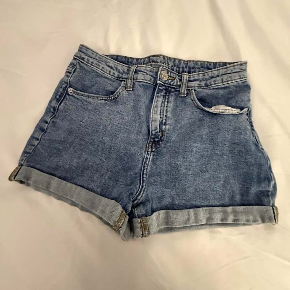 Wild Fable Blue Acid Wash Cuffed Denim Shorts